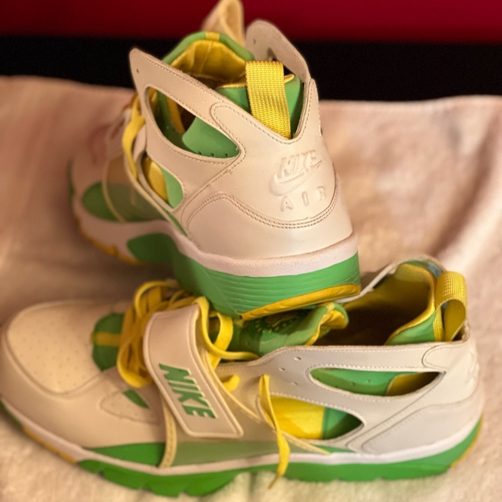 Nike Air Trainer Huarache Sz 13 Wht/Lime/Yellow